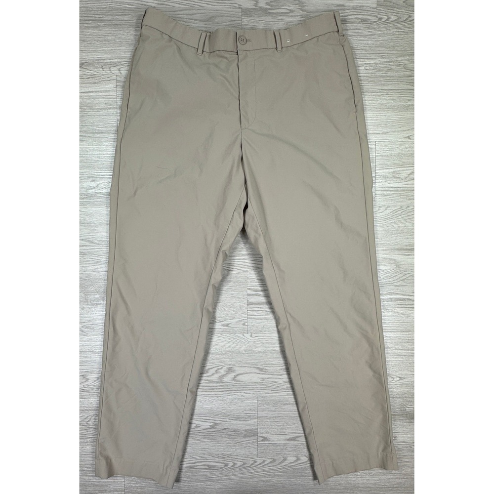Uniqlo Men's Smart Ankle Pants Beige XL 100% Polyester Drawstring Trousers